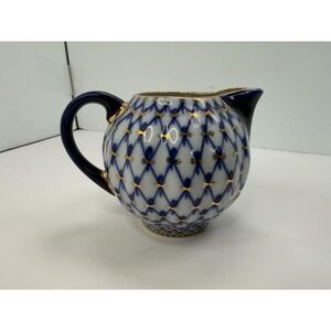Lomonosov Porcelain Cobalt Blue Net Russia Creamer 3 1/2"